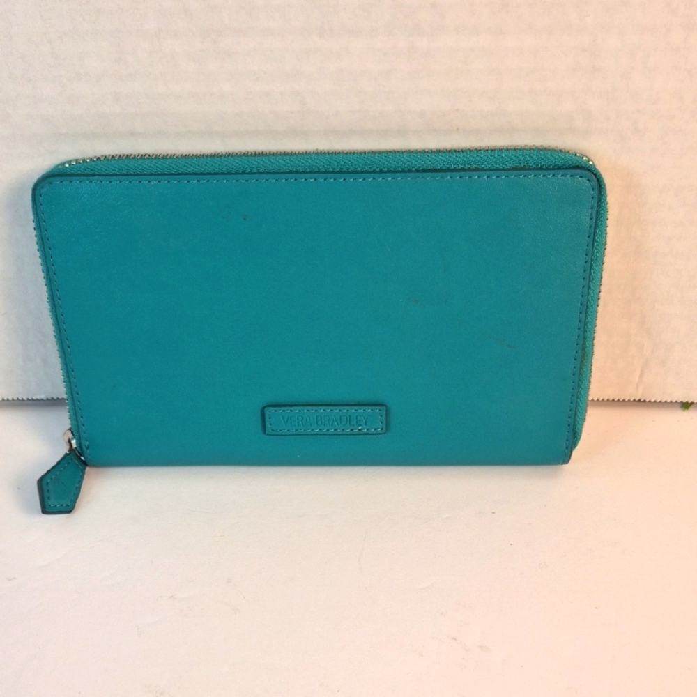 Vera Bradley Teal colored leather zip around wallet